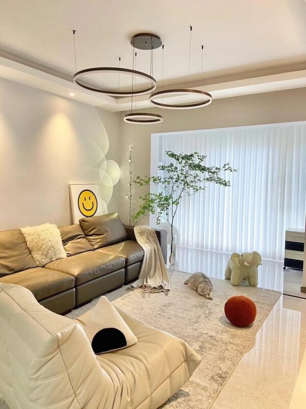 Moderne Pendelleuchte LED Ring Schwarz/Gold/Kaffee Metall Wohn/Esszimmer - Image 2