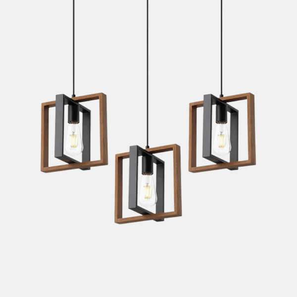Bauernhaus Pendelleuchte Metall/Holz Schwarz Küche