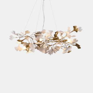 Art Deco Kronleuchter LED Ginko-Blatt Keramik Metall Wohnzimmer