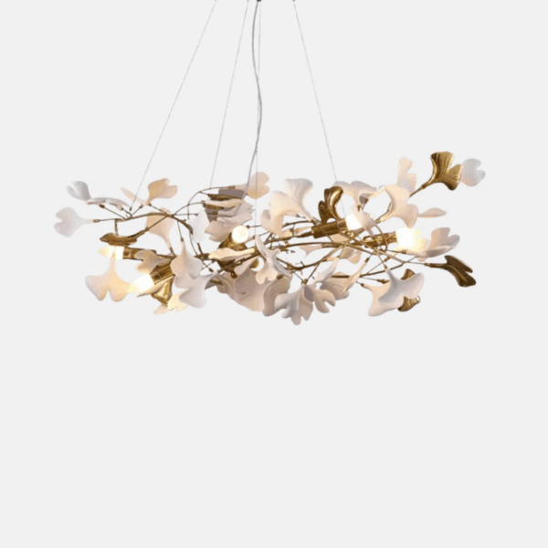 Art Deco Kronleuchter LED Ginko-Blatt Keramik Metall Wohnzimmer