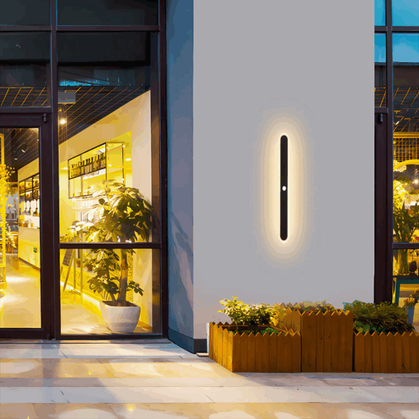 Moderne Außenwandleuchte LED Sensor Linear Schwarz Terrasse/Garten - Image 2