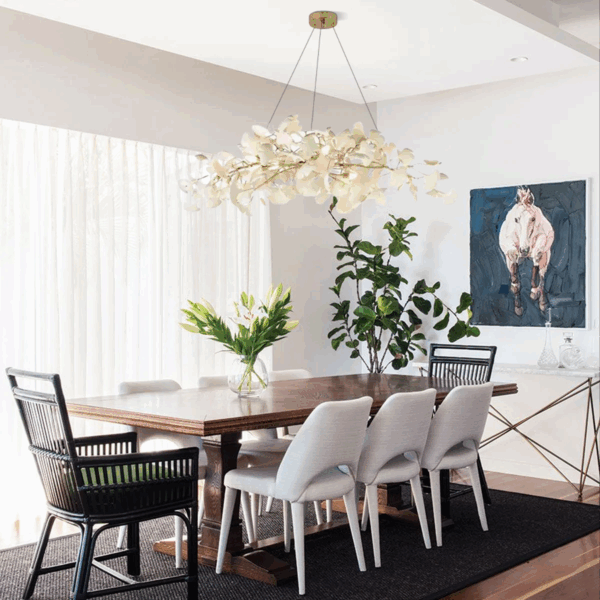 Art Deco Kronleuchter LED Ginko-Blatt Keramik Metall Wohnzimmer - Image 2