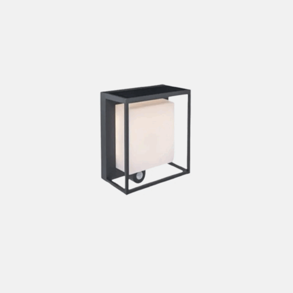 Industrial Außenwandleuchte LED Sensor Solar Acryl Schwarz Hof
